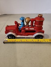 Vintage Cast Iron Red Fire Engine Pumper Toy Truck