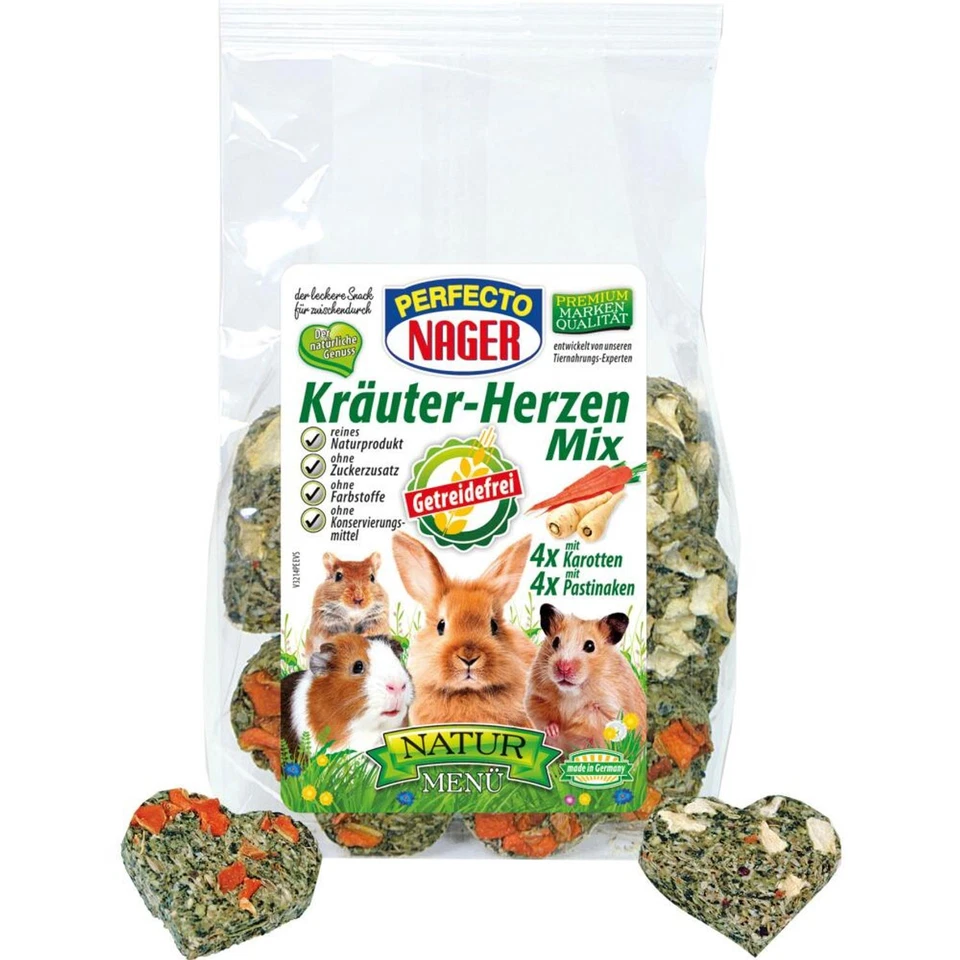 8x120g Perfecto Nager Kräuterherzenmix Futter Nagetiere Nagetierfutter 8x8 Stück