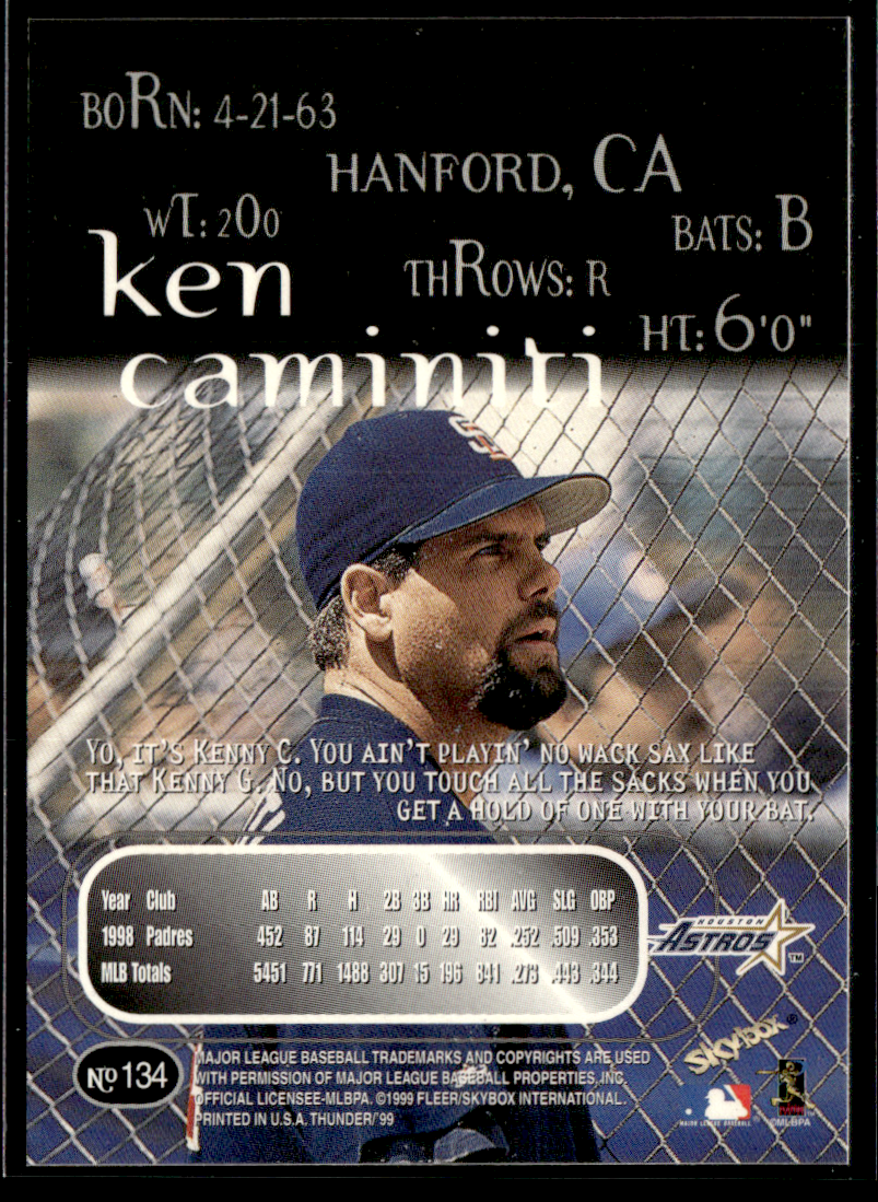 1999 Skybox Thunder - #134 Ken Caminiti Padres | eBay