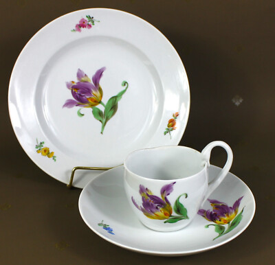 Antike Alte Meissen Porzellan Kaffeetasse Tasse Untertasse Teller Kaffeegedeck G