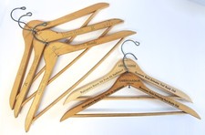 Vintage MCM Wooden Clothes Hangers Hotel Motel Advertising HILTON Ambassador 5pc