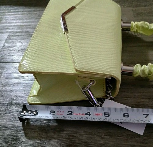 Aldo Lime Green Yellow Crossbody Silver Tone Hardware Purse New - Picture 9 of 9