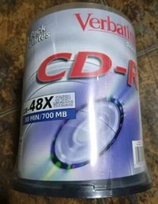 New! Sealed! Verbatim 94554 700MB 52x CD-R Disc - Pack of 100