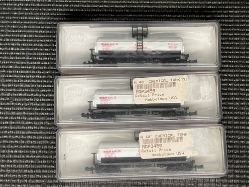 3 Model Power #3459 N Scale Train Chemical Tank Cars GATX 39617 Michigan Alkali - Picture 7 of 8