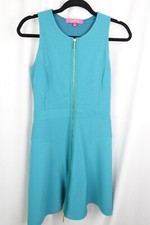 Catherine Malandrino Dress Small Blue Sleeveless Fit Flare Zipper Stretch Beach