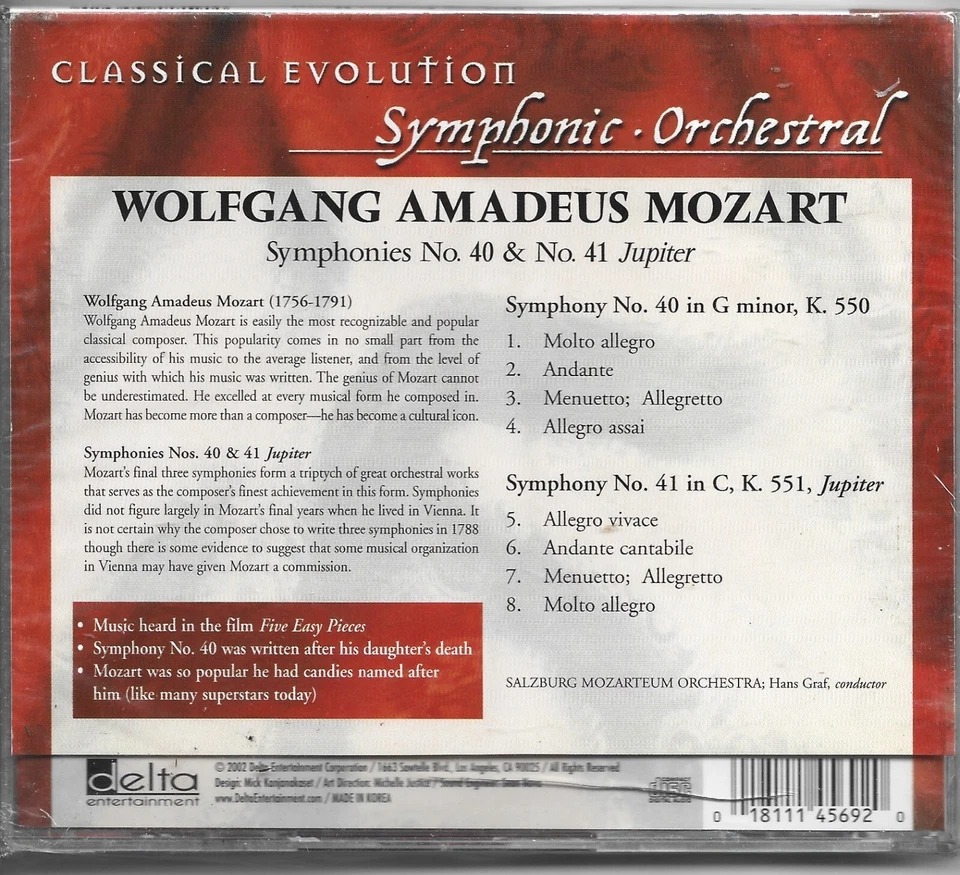CLASSICAL EVOLUTION SYMPHONIC ORCHESTRAL - MOZART SYMPHONIES NO 40 & 41 - SALZBU - Image 2 of 2