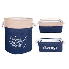 Wickerfield Canvas Laundry Bag Storage Box Fabric Cloth Bag with White Lining