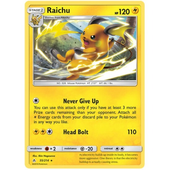 POKEMON CARD RAICHU 55/214 NO 026 MOUSE POKEMON TCG CCG