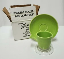 NIB Fiesta Fiestaware Chartreuse Espresso Demitasse Cup and Saucer