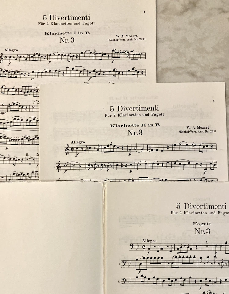 MOZART K229 - 20 WW. TRIOS - (2 CL. & BSN) - ($1.00 each trio!) - Image 4 of 4