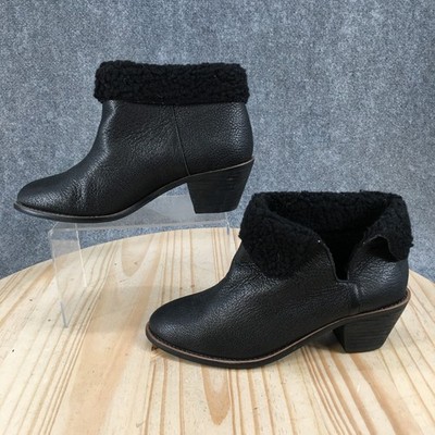 Kelsi Dagger Brooklyn Boots Womens 8 Slip On Heeled Ankle Bootie Black Leather