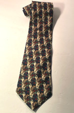 Rare Vintage Burberry Squirrel Floral Print Men's Tie 100 Silk