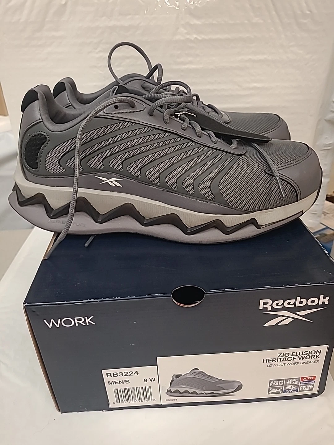 Reebok Zig Elusion Energy Men's Work Shoes Size 9 W Grey RB3224