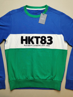 HACKETT Jungen 13-14 Jahre 1983 Baumwolle Sweatshirt Neu mit Etikett kobaltblau Spruch L. Ärmel