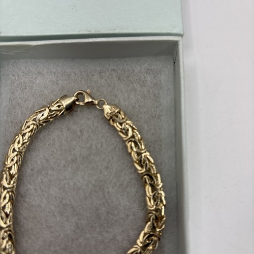 OT Pulsera de eslabones de ley 925 de oro de pavo por centavo 9 mm de ancho cierre grande - Imagen 3 de 4