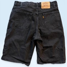Vintage Levis 550 Shorts Mens 34 Black Denim Relaxed Fit 11 Inseam USA Jeans
