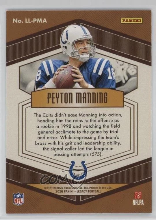 2020 Panini Legacy Lasting Legacies Blue /50 Peyton Manning #LL-PMA HOF - Image 2 of 2