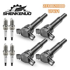 4x Ignition Coils Spark Plugs UF651 For Hyundai Elantra Tucson Kia Soul 2.0L