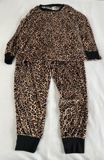 Joyspun Plush Pajama Set Womens Sz 2X Leopard Cozy Lounge Sleepwear