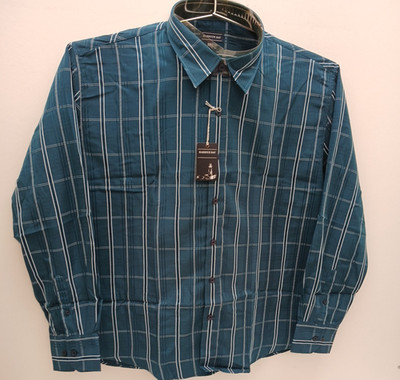 Brandneu mit Etikett Herren Größe 3XL Harbour Bay langärmliges Hemd tolles Muster Polyester P2P 27''