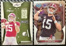 Ty Simpson 2 Card Lot. Leaf Draft & Bowman U. Alabama 🏈🔥