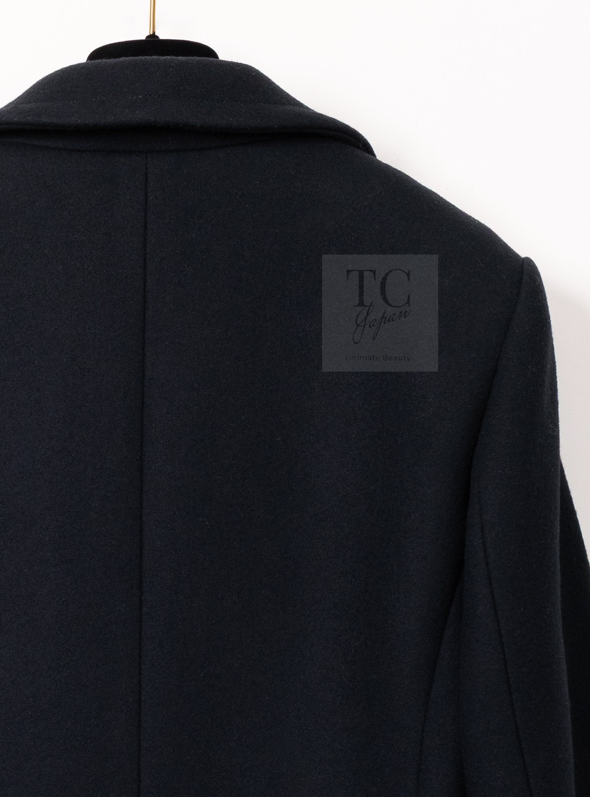 CHANEL 17B Black Dark Navy Wool CC Button Double Coat KarlLagerfeld 38 40 US6 8 image 7