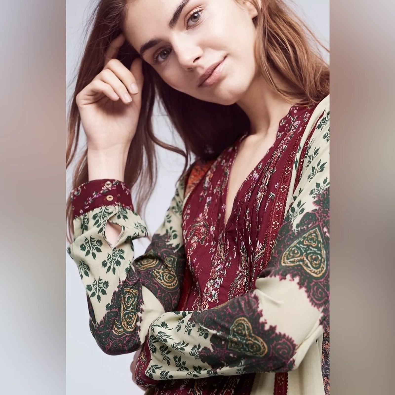 Anthropologie Tiny Patchwork Print Shirtdress Shi… - image 3