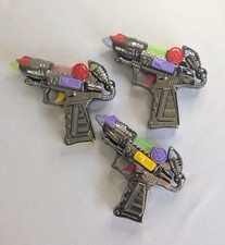 SET OF 3 RINCO 02720 6.5" COSMIC METALLIC SPACE PISTOL GUN WORKING SOUND LIGHTS