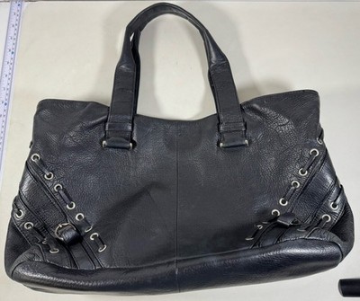 Kenneth Cole New York Black Leather Buckle Shoulder Bag Satchel Purse