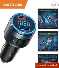 Bluetooth FM Transmitter Car Adapter Wireless Stereo Music Player USB QC3.0