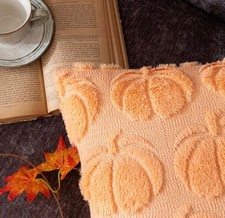 Pumpkin Fall Decorative Throw Pillow Covers 18x18Inch Set of 2 light gold