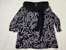INC International Concepts Multicolor Blouse 1/2 Sleeve Tie Round Neck Womens 2X