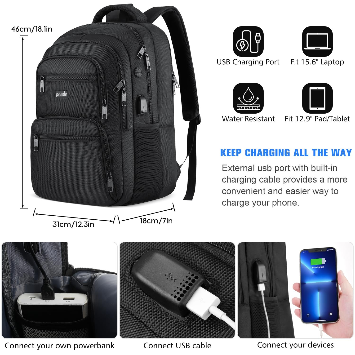 Laptop Backpack,School Backpack Large Bookbag wit… - image 3