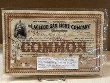 1909 Laclede Gas Light Company Stock Certificate Original Dow Jones Component