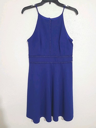 I.N. San Francisco royalblaues Kleid Fit & Flare ärmellos Häkel Größe 7 - Bild 2 von 8