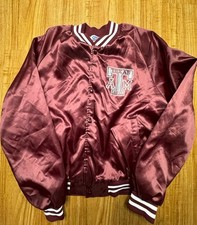 Vintage Texas A&M Chalk Line Satin Jacket Made In USA Size L