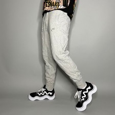 Vintage Y2K Nike Joggers Mens S Light Grey Cotton Sweatpants Subtle Embroidered