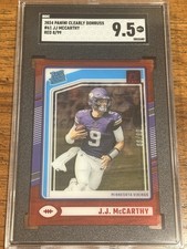 2024 Panini Clearly Donruss Rated Rookie J.J. McCarthy #61 Red /99 SGC 9.5 RC