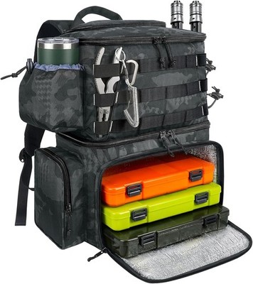 MATEIN Fishing Backpack, Water Resistant Tackle Storage Bag with Rod Holders &