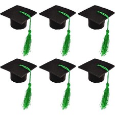 24 pcs Mini Gradution Hats with Green Tassel Decorations-NEW-CC