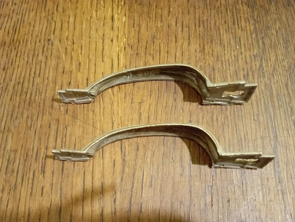 PAIRE  DE POIGNEES AVEC ENTREES DE SERRURE ART DECO LAITON NICKELE DN5128 - Photo 3/4