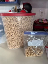 1.5 Gallon Clear Cereal Container with Red Lid Food Storage Bulk Foods Keeper