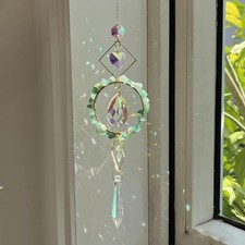 Crystal Suncatchers Window Hanging Wind Chime Natural Fluorite Amethyst Pendant