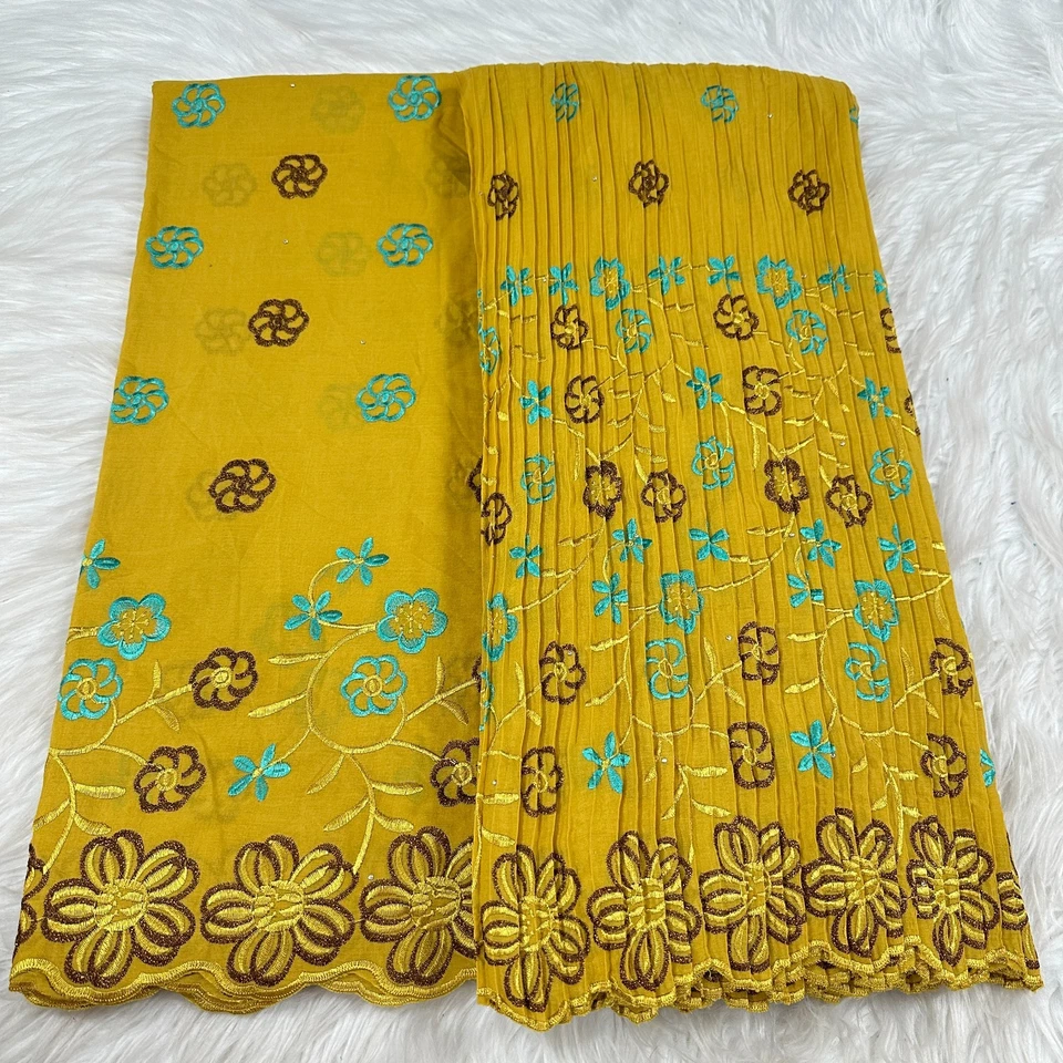 YQOINFKS Cotton Lace Swiss Voile Embroidery 1 Set Stones New Tulle Net Fabrics - Image 3 of 4