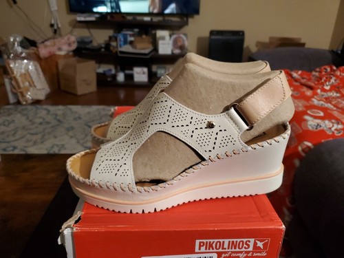 NIB (OTHER) - PIKOLINOS AGUADULCE Womens Wedge Sandals Leather - NATA size 8.5 - Picture 1 of 16