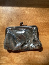VTG Whiting Davis Silver Mesh Coin Purse Kiss Lock Excellent Condition