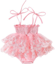 Pagliaccetto Estivo Neonata Tutina in Pizzo Bimba Body Elegante Neonata Senza Ma