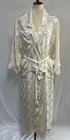 Vtg Victoria's Secret M/L Off White Jacquard Satin Long Belted Wrap Robe Pockets