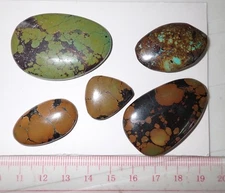 Turquoise Stone Flat Free Form Cabochon 173 Carat 5 pieces 34.6 gram