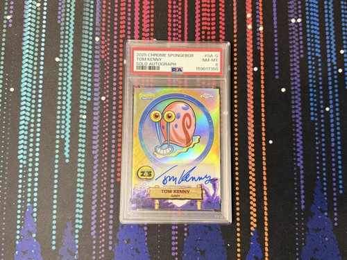2025 Topps Chrome SpongeBob Squarepants Tom Kenny Auto Gary #SA-G PSA 8